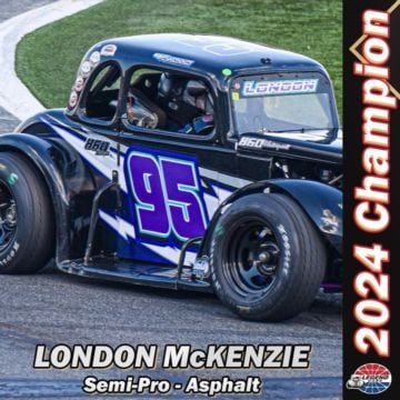 The next time London McKenzie climbs up on the roof of his Legend Car to celebrate, he will do so as an INEX Semi-Pro As...